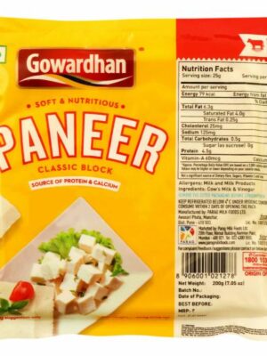 Gowardhan Soft & Nutritious Paneer Classic Block 200 g (Pouch)