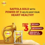 Saffola Gold Refined Cooking oil | Blended Rice Bran & Sunflower oil | Helps Keeps Heart Healthy, 1 L Pouch