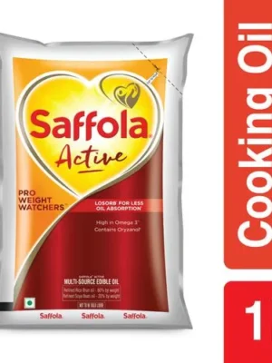 Saffola Active Refined Cooking oil | Blended Rice Bran & SoyaBean oil | Pro Weight Watchers, 1 L Pouch