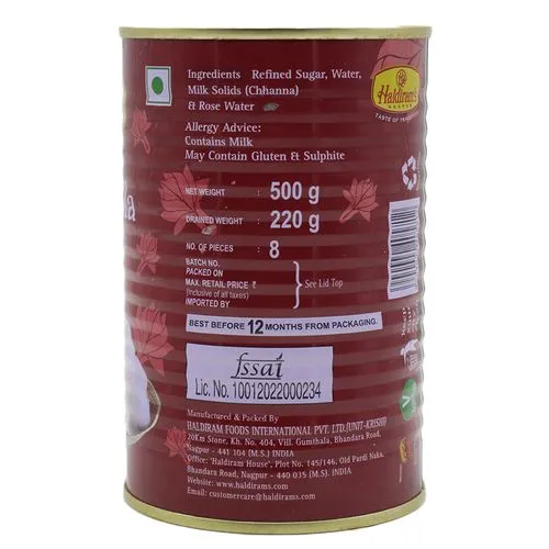 Haldiram's Rasgulla, 500 g Tin