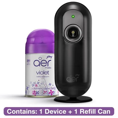 Godrej Aer Matic Kit, Automatic Room Fresheners - Violet Valley Bloom, 225 ml Machine + 1 Refill
