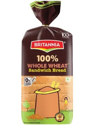 Britannia 100% Whole Wheat Sandwich Bread, 450 g