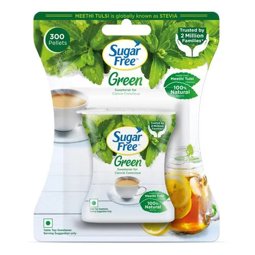Sugar Free Green Sweetener - With Natural Stevia, Zero Calories, 300 pcs Pellets