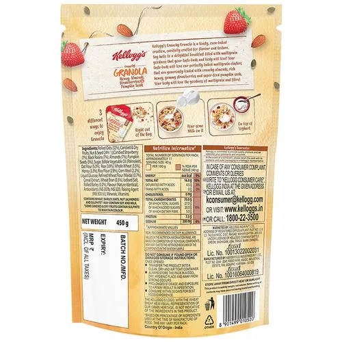 Kelloggs Crunchy Granola - Honey, Almonds, Strawberries & Pumpkin Seeds, 450 g