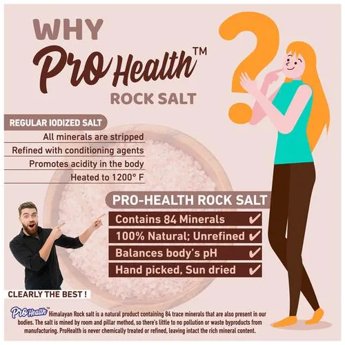Pro Health Himalayan Rock Salt - Unrefined, Minerals Rich, Enhance Food's Flavour, 1 kg
