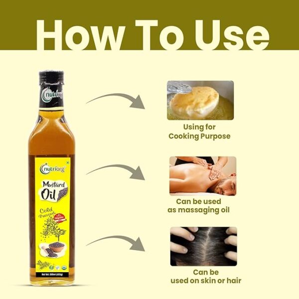 Nutriorg Cold Pressed 100% Organic Mustard Oil 1 L