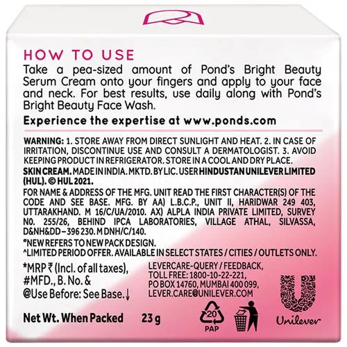 Ponds Bright Beauty Serum Cream - SPF 15, 23 g