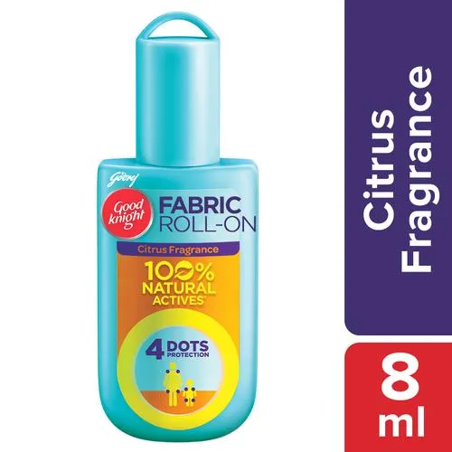 Good knight Mosquito Repellent Fabric Roll On - 100% Natural Actives, Citrus Fragrance, 8 ml