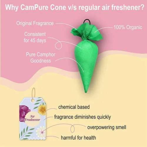 Campure Air Freshener Cone - Jasmine & Camphor, 60 g