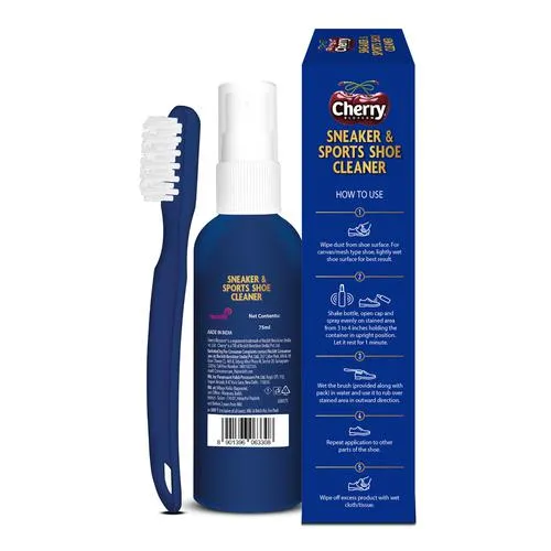 Cherry Blossom Sports Shoe Cleaner - Cleans All Non-Leather Shoes, Removes Tough Stains, 75 ml (With Free Brush)