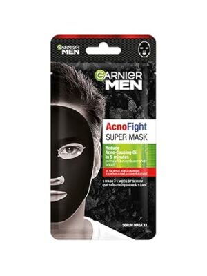 Garnier Men Acno Fight XL Tissue Mask Men, 5X Salicylic Acid and Charcoal Powder, 22g