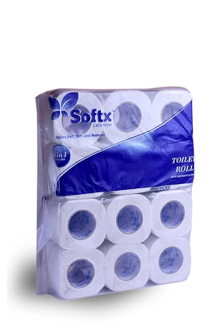 Softx 2 Ply Toilet Paper/Toilet Roll/Tissue Roll - 10 x 9.8 cm - 160 Pulls Per Roll - Pack of 12 Rolls