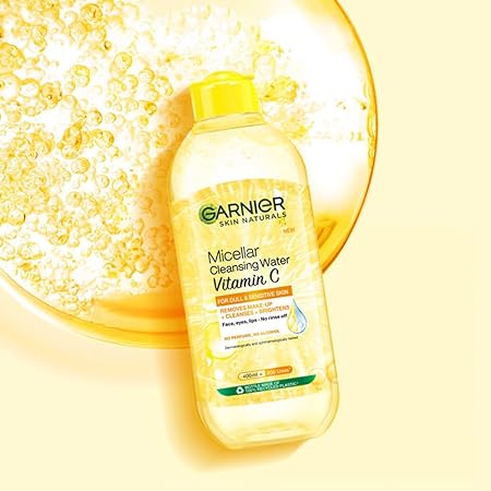 Garnier Vitamin C Micellar Cleansing Water - Anti Pollution Gentle Cleanser For Bright Skin, 125Ml