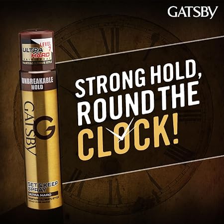 Gatsby Set & Keep Hair Spray - Ultra Hard 250ml | Quick Drying, Long Lasting Hold, No Flaking, Natural Shine, & Easy Wash Off