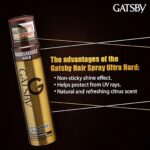 Gatsby Set & Keep Hair Spray - Ultra Hard 250ml | Quick Drying, Long Lasting Hold, No Flaking, Natural Shine, & Easy Wash Off