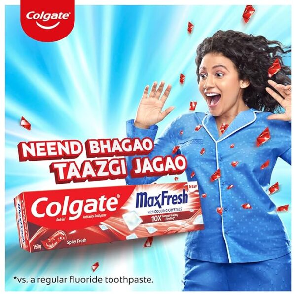 Colgate MaxFresh Toothpaste, Red Gel Tooth Paste with Menthol for Super Fresh Breath, 150g Spicy Fresh