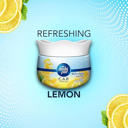 Ambi Pur Car Freshener Gel, Refreshing Lemon, 75 g