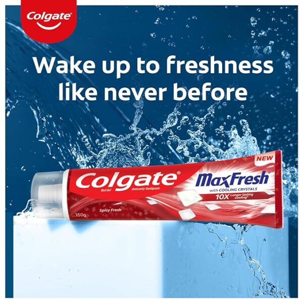 Colgate MaxFresh Toothpaste, Red Gel Tooth Paste with Menthol for Super Fresh Breath, 150g Spicy Fresh