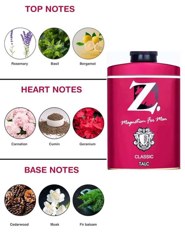 Z magnetism for men Z Men's Classic Talc, 250G, Perfumed Talcum Powder For Men