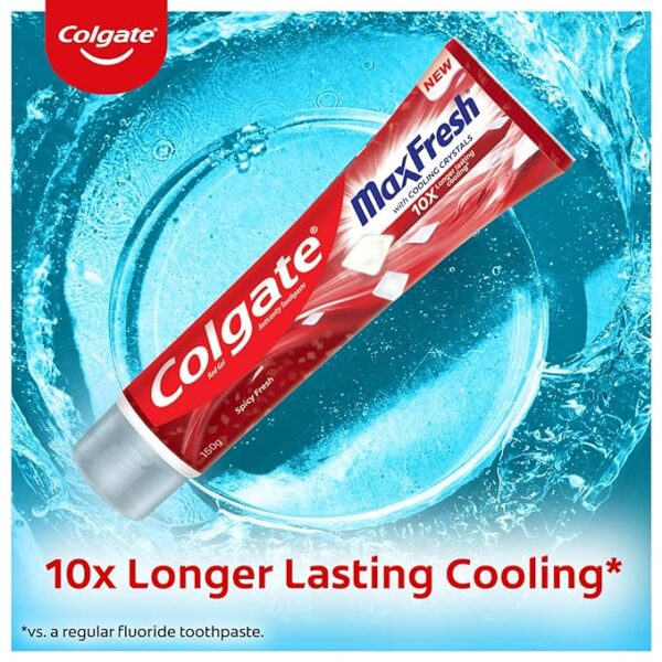 Colgate MaxFresh Toothpaste, Red Gel Tooth Paste with Menthol for Super Fresh Breath, 150g Spicy Fresh
