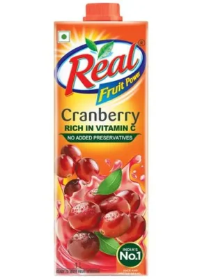 Real Fruit Power Cranberry Juice, 1 L