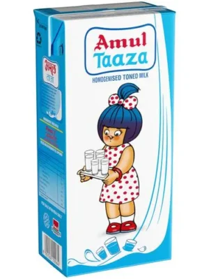 Amul Taaza Homogenised Toned Milk, 1 L Carton