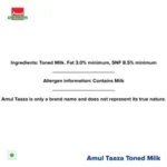 Amul Taaza Homogenised Toned Milk, 1 L Carton
