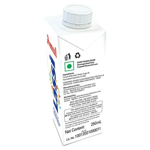 Amul Lassi - Rose Flavour, Source of Calcium & Protein, 250 ml Carton