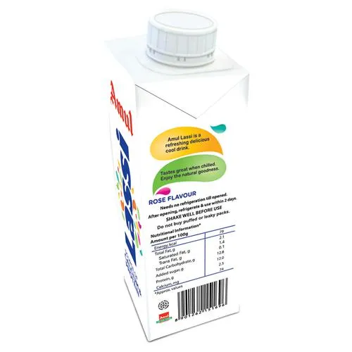 Amul Lassi - Rose Flavour, Source of Calcium & Protein, 250 ml Carton