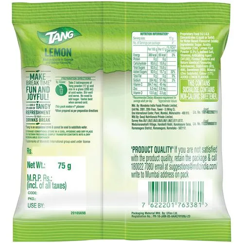 Tang Instant Drink Mix - Lemon, 75 g