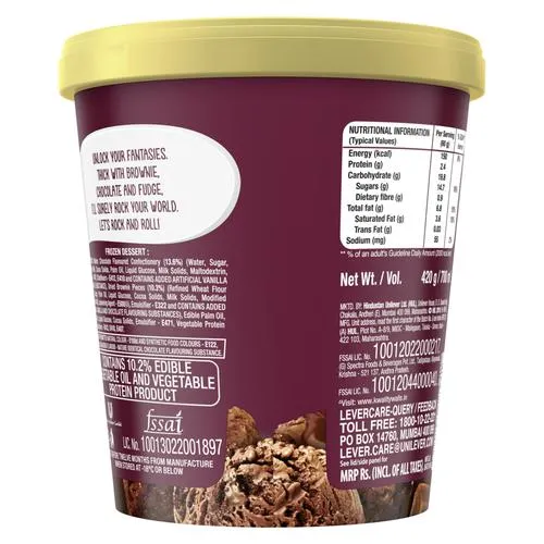 kwality walls Choc-And-Roll Choco Brownie Fudge Frozen Dessert, 700 ml