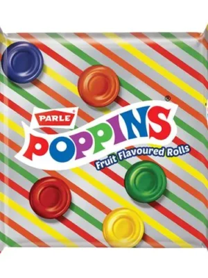 PARLE Poppins Candy - Fruit Flavoured Rolls, Tangy & Crunchy, 100 g