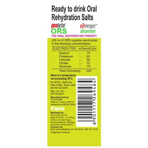 Prolyte ORS Liquid - Nimbu Paani, Ready To Drink, Maintain Electrolyte Balance, Instant Energy, 200 ml Tetra Pack