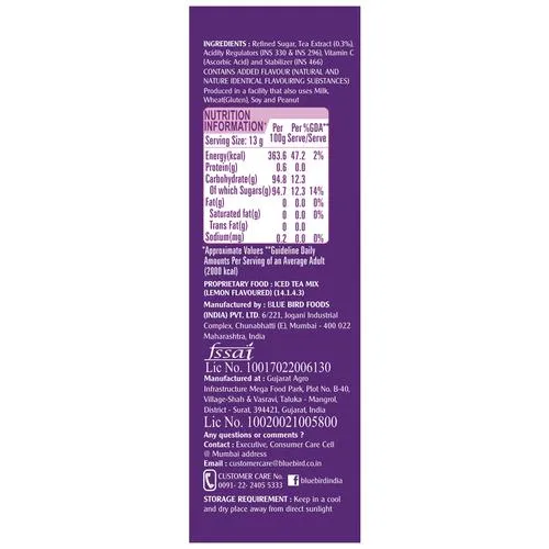 Blue Bird Iced Tea - Lemon, Refreshing & Flavourful Instant Drink, 400 g