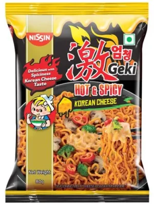 Nissin Geki Hot & Spicy Korean Cheese Instant Noodles, 80 g