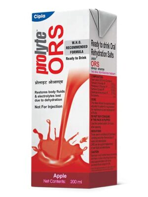 Cipla Prolyte Ors Ready To Drink Oral Rehydration Contains Vital Electrolytes | Restores Body Fluids & Electrolytes Lost Due To Sweating, Diarrhea & Vomiting | Who Formula (Apple, Pack Of 10, Liquid)