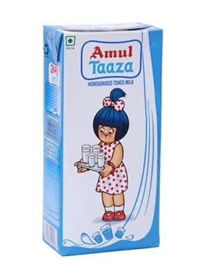 Amul Taaza Homogenised Toned Milk, 200 ml Carton