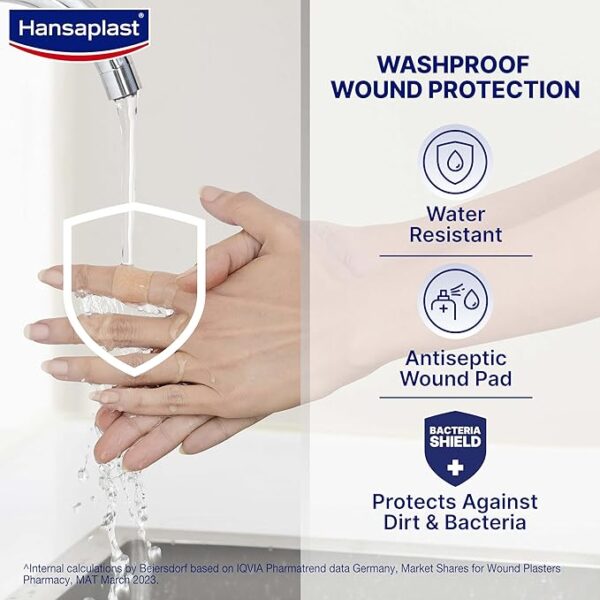 Hansaplast Washproof (100 Strips), Skin, 70 x19 MM