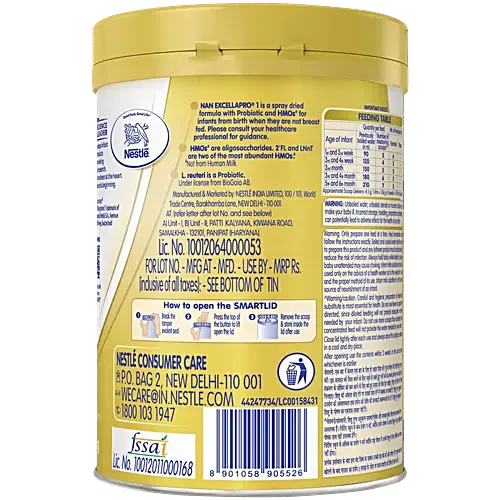 Nestlé NAN EXCELLAPRO Infant Formula Powder - Up To 6 Months, Stage 1, 400 g Tin