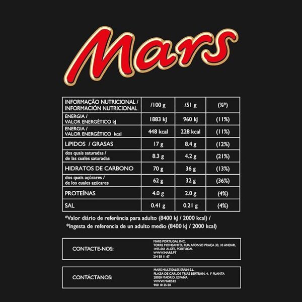 Mars Chocolate Bar, 51g